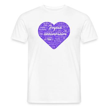 ANNIVERSARY. HAPPY BIRTHDAY. HAPPY BIRTHDAY. - Men's T-Shirt - white - Front - AI Model Male 178 dark (178cm)
