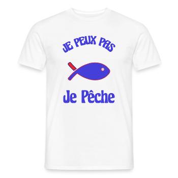 SARDINE. POISSON. POISSON D'AVRIL. JE PEUX PAS - T-shirt homme - blanc - Devant - AI Model Male 178 dark (178cm)