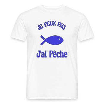 I CAN'T. FISHING. FISH. APRIL FOOL - Men's T-Shirt - white - Front - AI Model Male 178 dark (178cm)
