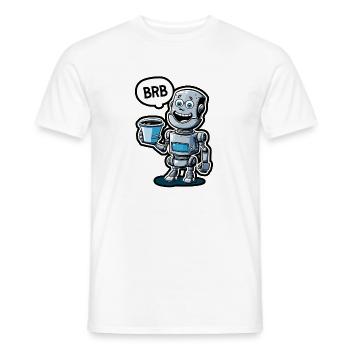 Drôle de robot avec du café et un ensemble BRB - T-shirt homme - blanc - Devant - AI Model Male 178 dark (178cm)