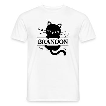 Idée cadeau chat t-shirt Brandon - T-shirt homme - blanc - Devant - AI Model Male 178 dark (178cm)