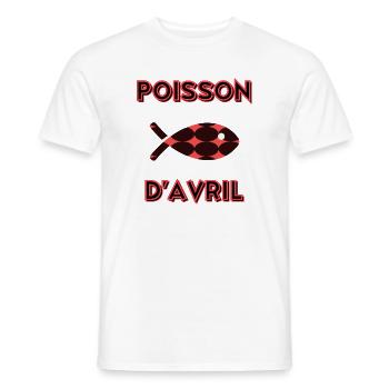FISH. APRIL FOOL - Men's T-Shirt - white - Front - AI Model Male 178 dark (178cm)