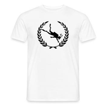 Diver underwater in laurel wreath - Men's T-Shirt - white - Front - AI Model Male 178 dark (178cm)