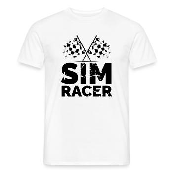 Sim Racer Gaming Checkered Flag Gamer Racer Team - Men's T-Shirt - white - Front - AI Model Male 178 dark (178cm)