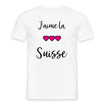 SWITZERLAND. HUMOR. COUNTRY. FLAG. GENEVA. LAUSANNE - Men's T-Shirt - white - Front - AI Model Male 178 dark (178cm)