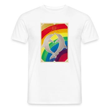 Delfin Regenbogen Energie - Sonja Ariel von Staden - Männer T-Shirt - Weiß - Vorne - AI Model Male 178 dark (178cm)