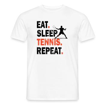 Chemise Tennis Manger Dormir Tennis Répéter Design Foncé - T-shirt homme - blanc - Devant - AI Model Male 178 dark (178cm)