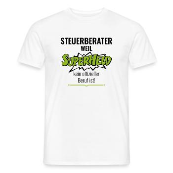 ELSTERJAGD "Steuerberater Superheld" - Männer T-Shirt - Weiß - Vorne - AI Model Male 178 dark (178cm)