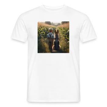 German Shepherd Art - Men's T-Shirt - white - Front - AI Model Male 178 dark (178cm)