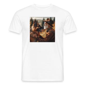 German Shepherd Art - Men's T-Shirt - white - Front - AI Model Male 178 dark (178cm)
