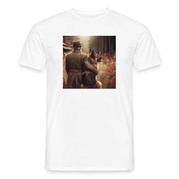 German Shepherd Art - Men's T-Shirt - white - Front - AI Model Male 178 dark (178cm)