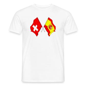 Flagge der Schweiz und Flagge Spaniens - Männer T-Shirt - Weiß - Vorne - AI Model Male 178 dark (178cm)