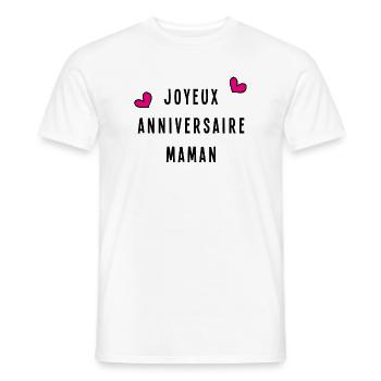 JOYEUX ANNIVERSAIRE MAMAN - T-shirt homme - blanc - Devant - AI Model Male 178 dark (178cm)