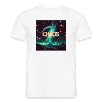 Cosmic Chaos Glitch Neon - Men's T-Shirt - white - Front - AI Model Male 178 dark (178cm)