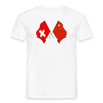 Flagge der Schweiz und Flagge China - Männer T-Shirt - Weiß - Vorne - AI Model Male 178 dark (178cm)