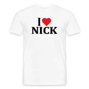 t-shirt j’aime Nick t-shirt idée cadeau - T-shirt homme - blanc - Devant - AI Model Male 178 dark (178cm)