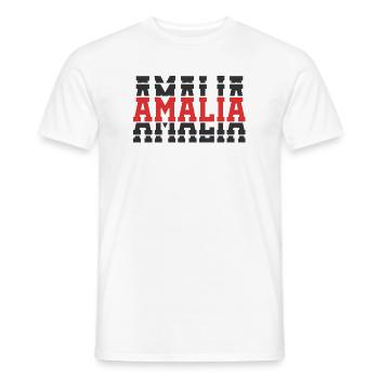 Amalia t-shirt t-shirt idée cadeau texte empilé - T-shirt homme - blanc - Devant - AI Model Male 178 dark (178cm)
