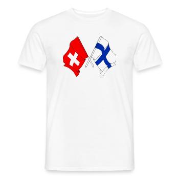 Flagge der Schweiz und Flagge Finnlands - Männer T-Shirt - Weiß - Vorne - AI Model Male 178 dark (178cm)