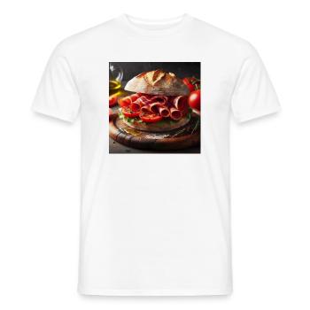 Serrano-Schinken-Tomaten-Sandwich - Männer T-Shirt - Weiß - Vorne - AI Model Male 178 dark (178cm)