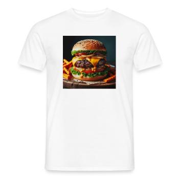 Burger complet - T-shirt homme - blanc - Devant - AI Model Male 178 dark (178cm)