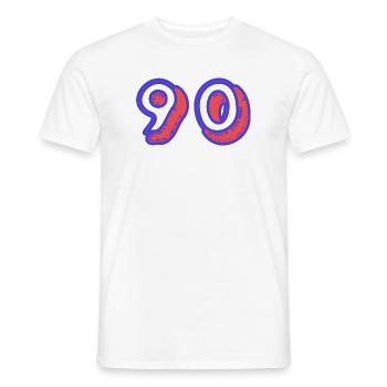90. 90 YEARS. 90TH ANNIVERSARY. 90TH ANNIVERSARY. - Men's T-Shirt - white - Front - AI Model Male 178 dark (178cm)