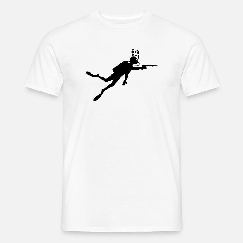 Taucher mit Harpune - Männer T-Shirt - Weiß