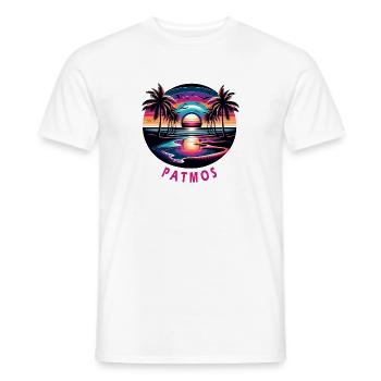 Patmos, Grèce, vacances, plage, coucher de soleil - T-shirt homme - blanc - Devant - AI Model Male 178 dark (178cm)