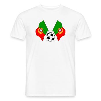 Deux drapeaux portugais avec un ballon de football - T-shirt homme - blanc - Devant - AI Model Male 178 dark (178cm)