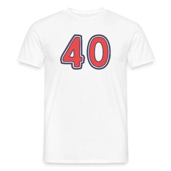 40. 40 YEARS. 40th ANNIVERSARY. 40TH ANNIVERSARY. - Men's T-Shirt - white - Front - AI Model Male 178 dark (178cm)