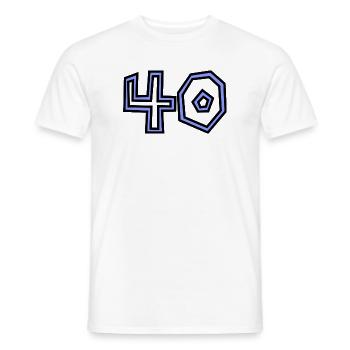 40. 40 JAAR. 40-jarig jubileum. 40-JARIG JUBILEUM. - Heren T-shirt - wit - Voor - AI Model Male 178 dark (178cm)