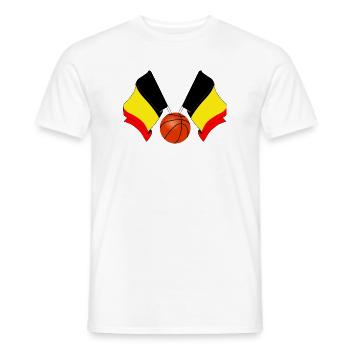 Two Belgian flags crossed Basketball Belgium - Men's T-Shirt - white - Front - AI Model Male 178 dark (178cm)