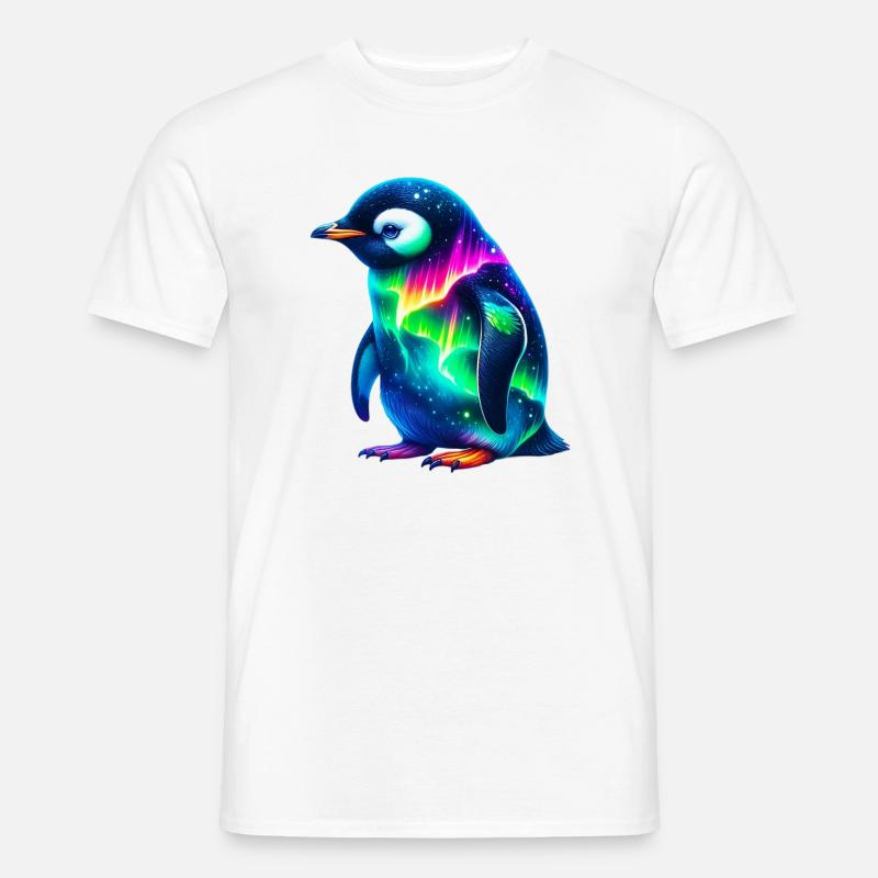 Aurora Borealis Pinguin - Männer T-Shirt - Weiß