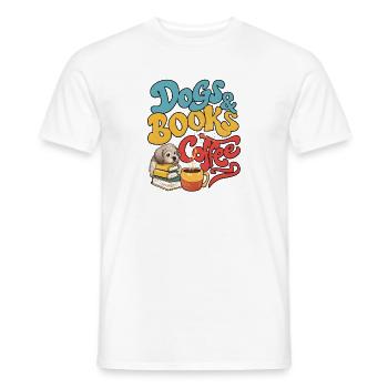 Hund und Bücher mit Kaffee - Männer T-Shirt - Weiß - Vorne - AI Model Male 178 dark (178cm)
