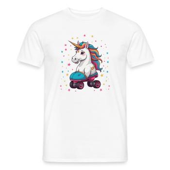 Licorne drôle de patin à roulettes - T-shirt homme - blanc - Devant - AI Model Male 178 dark (178cm)