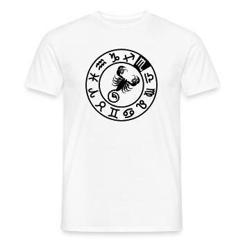 Scorpio zodiac sign in circle of 12 characters - Men's T-Shirt - white - Front - AI Model Male 178 dark (178cm)