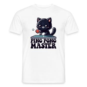 Ping Pong Master Katze Black Cat Dad Outfit - Men's T-Shirt - white - Front - AI Model Male 178 dark (178cm)
