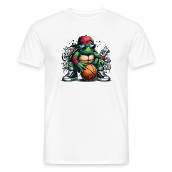 Basketball Turtle Sunglasses Graffiti - Men's T-Shirt - white - Front - AI Model Male 178 dark (178cm)