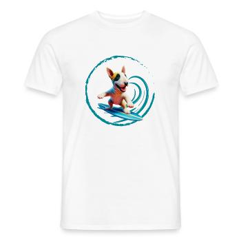 Bull Terrier Surfing - Men's T-Shirt - white - Front - AI Model Male 178 dark (178cm)