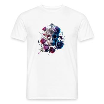 Crâne et Roses - T-shirt homme - blanc - Devant - AI Model Male 178 dark (178cm)