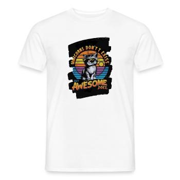 chat cool avec lunettes de soleil et fond arc-en-ciel - T-shirt homme - blanc - Devant - AI Model Male 178 dark (178cm)