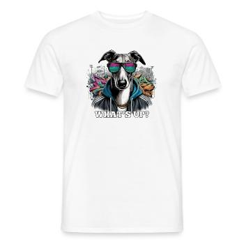 Windhund Was geht ab? Hund Graffiti Geschenk - Männer T-Shirt - Weiß - Vorne - AI Model Male 178 dark (178cm)