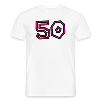 50 - Men's T-Shirt - white - Front - AI Model Male 178 dark (178cm)