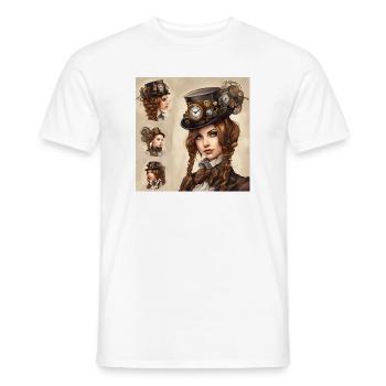 Schönes Mädchen im Steampunk-Stil - Männer T-Shirt - Weiß - Vorne - AI Model Male 178 dark (178cm)