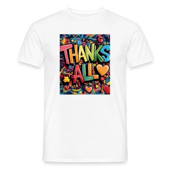 Illustration de remerciement de style graffiti joyeux - T-shirt homme - blanc - Devant - AI Model Male 178 dark (178cm)