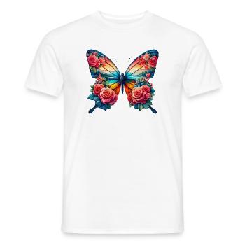 Schmetterling Rosa Blumen Rosen Dornen Rosengarten - Männer T-Shirt - Weiß - Vorne - AI Model Male 178 dark (178cm)