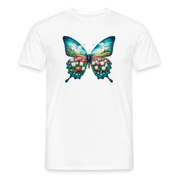 Schmetterling Blumen Tulpen Tulpe - Männer T-Shirt - Weiß - Vorne - AI Model Male 178 dark (178cm)