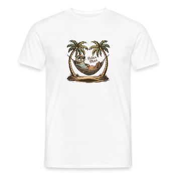 T-Shirt Loutre Relax - Cool et Serein - T-shirt homme - blanc - Devant - AI Model Male 178 dark (178cm)