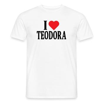 t-shirt j’aime Teodora t-shirt idée cadeau - T-shirt homme - blanc - Devant - AI Model Male 178 dark (178cm)