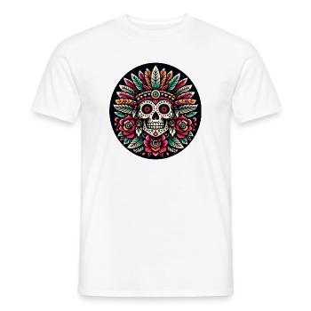 Mayan Skull 2 - Men's T-Shirt - white - Front - AI Model Male 178 dark (178cm)