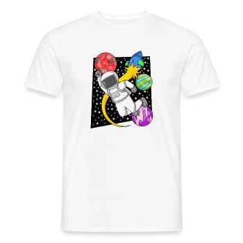 Astronaut Motif Outer Space - Men's T-Shirt - white - Front - AI Model Male 178 dark (178cm)